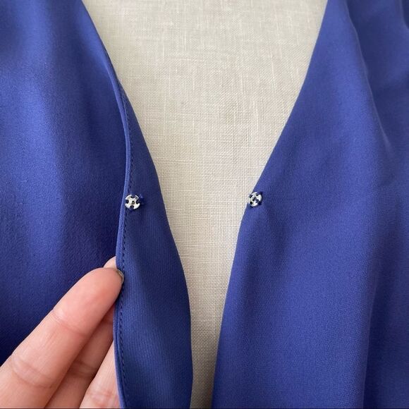 Parker Blue Drop Waist Midi Dress Size Medium preowned 100% Silk - Picture 3 of 6